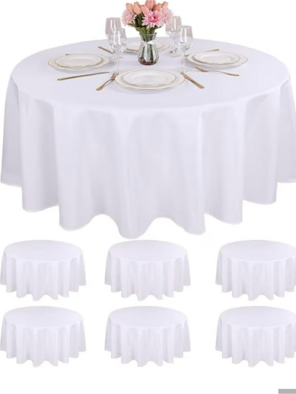 White Round Polyester Tablecloth - Classic White